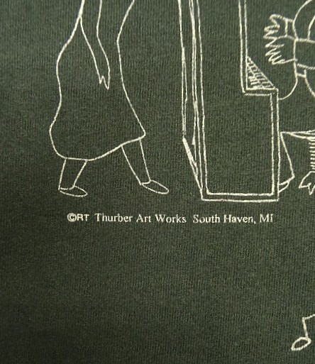 画像4: 90'S JAMES THURBER 両面全面プリント シングルステッチ 半袖 Tシャツ ブラック (VINTAGE)