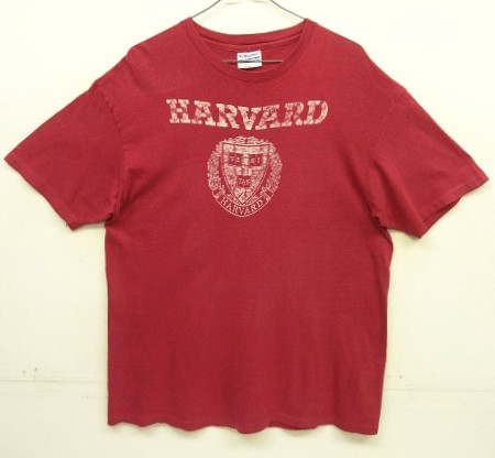 画像1: 80'S HARVARD シングルステッチ 半袖 Tシャツ バーガンディ USA製 (VINTAGE)