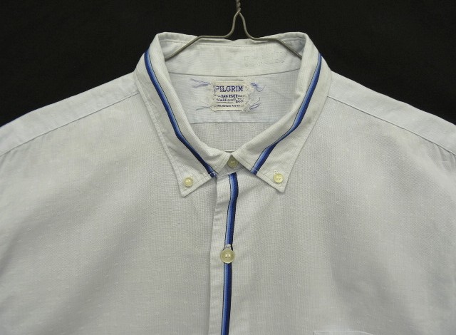 画像: 60'S PILGRIM "DAN RIVER生地" コットン マチ付き 半袖 BDシャツ ライトブルー/ドット柄 (VINTAGE)