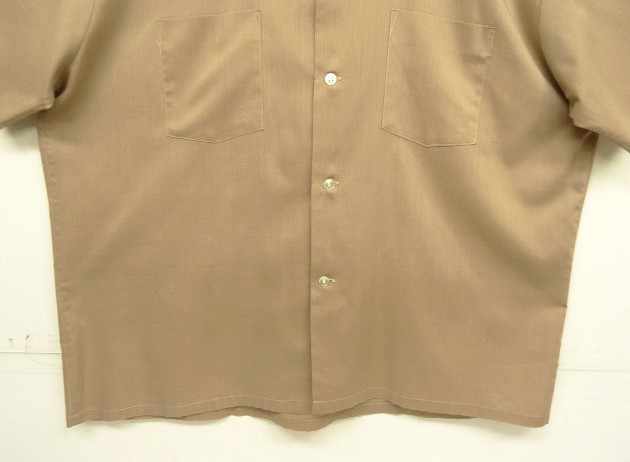 画像: 60'S TOWNCRAFT "PENN-PREST" 半袖 オープンカラーシャツ ダークベージュ (VINTAGE)