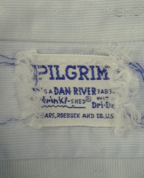 画像2: 60'S PILGRIM "DAN RIVER生地" コットン マチ付き 半袖 BDシャツ ライトブルー/ドット柄 (VINTAGE)
