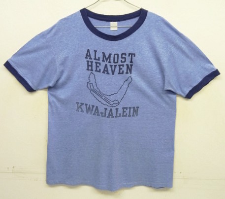 画像1: 80'S VELVA SHEEN シングルステッチ 半袖 リンガー Tシャツ ブルー USA製 (VINTAGE)