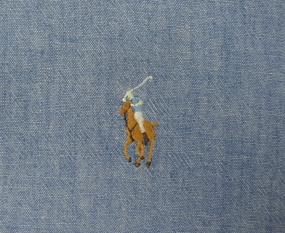 画像: 90'S POLO COUNTRY シャンブレー 半袖 BDシャツ ブルー (VINTAGE)