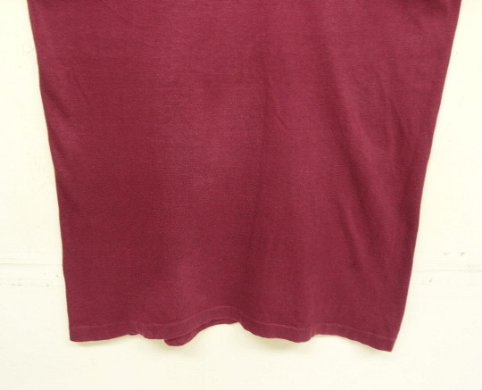 画像: 70'S CHAMPION "CORNELL UNIVERSITY" バータグ シングルステッチ 半袖 リンガー Tシャツ バーガンディ USA製 (VINTAGE)