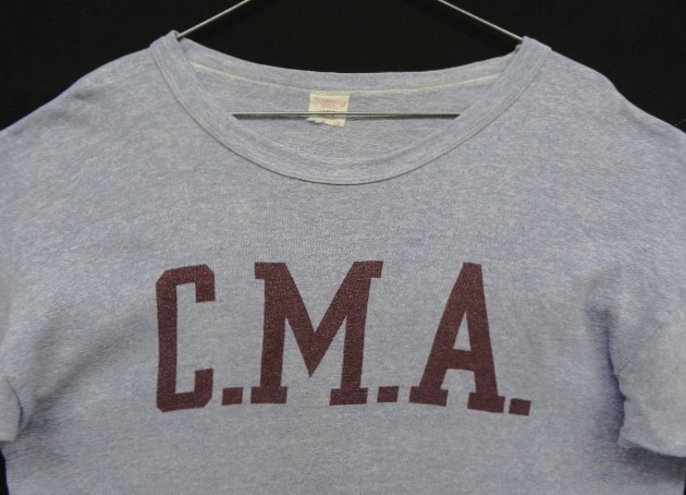 画像: 60'S CHAMPION "C.M.A" C中ランタグ 88/12 染み込みプリント シングルステッチ 半袖 Tシャツ ヘザーブルー USA製 (VINTAGE)