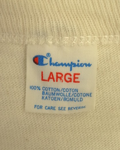 画像2: 80'S CHAMPION トリコタグ シングルステッチ 染み込みプリント 半袖 ベースボール Tシャツ ナチュラル/レッド USA製 (DEADSTOCK)