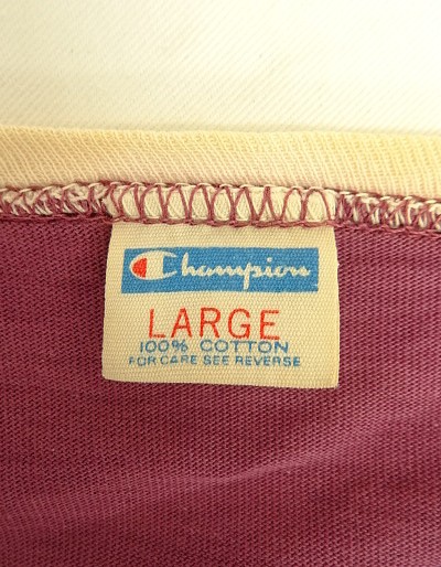 画像2: 70'S CHAMPION "CORNELL UNIVERSITY" バータグ シングルステッチ 半袖 リンガー Tシャツ バーガンディ USA製 (VINTAGE)