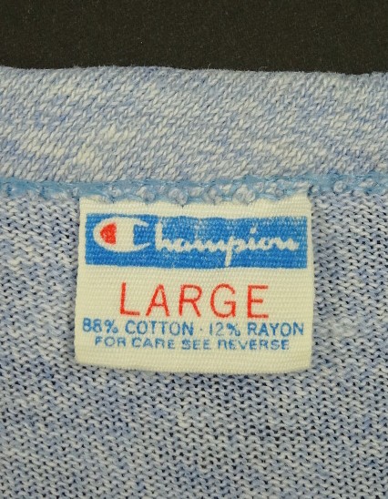 画像2: 70'S CHAMPION "HOWARD UNIVERSITY" バータグ 88/12 染み込みプリント シングルステッチ 半袖 Tシャツ ヘザーブルー USA製 (VINTAGE)
