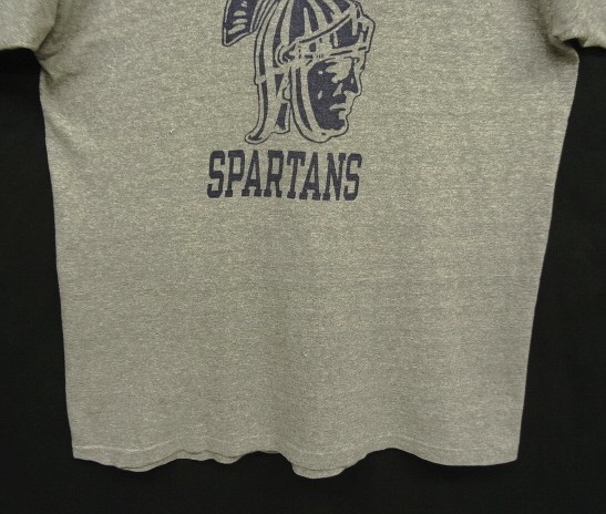 画像: 80'S CHAMPION "SPARTANS" トリコタグ 88/12 染み込み三段プリント シングルステッチ 半袖 Tシャツ ヘザーグレー USA製 (VINTAGE)