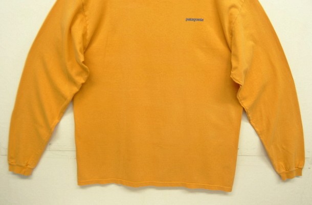 画像: 90'S PATAGONIA "BENEFICIAL T'S" オーバルロゴ バックプリント 長袖 Tシャツ オレンジ USA製 (VINTAGE)