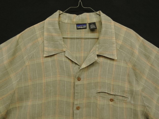 画像: 00'S PATAGONIA ヘンプ100% 半袖 オープンカラーシャツ グレンチェック (VINTAGE)