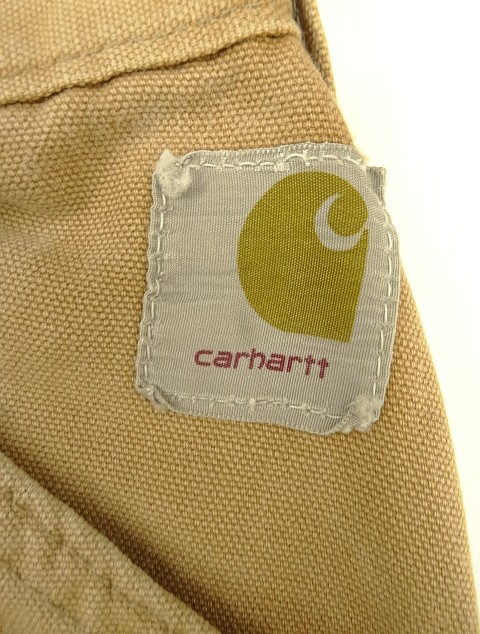 画像2: 70'S CARHARTT プリントタグ トップスナップボタン ダック/ナイロン ペインターパンツ ブラウン 42TALONジップ USA製 (VINTAGE)