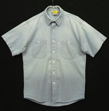 画像1: 80'S WORKN' SPORT 三角タグ コットン100% シャンブレーシャツ ブルー USA製 (VINTAGE)