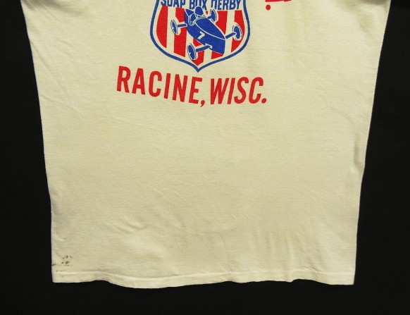 画像: 70'S RACINE DERBY ASSN. 両面染み込みプリント シングルステッチ 半袖 Tシャツ ホワイト (VINTAGE)