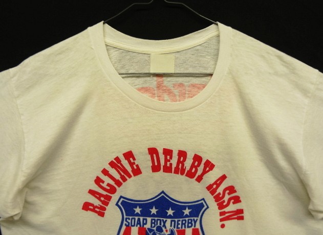 画像: 70'S RACINE DERBY ASSN. 両面染み込みプリント シングルステッチ 半袖 Tシャツ ホワイト (VINTAGE)