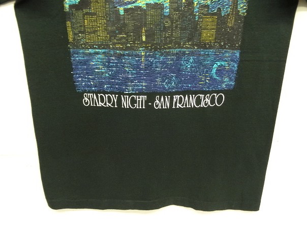 画像: 90'S VINCENT VAN GOGH "STARRY NIGHT - SAN FRANCISCO" シングルステッチ 半袖 Tシャツ ブラック USA製 (MINT CONDITION)