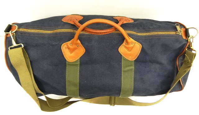 画像: 80'S LL Bean キャンバス/レザー ダッフルバッグ ネイビー/オリーブ USA製 (VINTAGE)