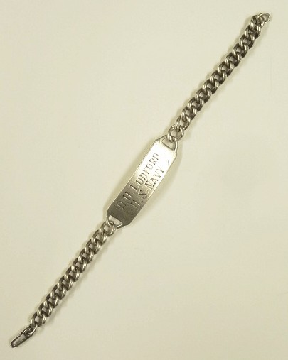 画像: 60'S アメリカ軍 "US NAVY刻印入り" スターリングシルバー ミリタリー IDプレート チェーンブレスレット シルバー (VINTAGE)