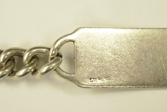 画像: 60'S アメリカ軍 "US NAVY刻印入り" スターリングシルバー ミリタリー IDプレート チェーンブレスレット シルバー (VINTAGE)