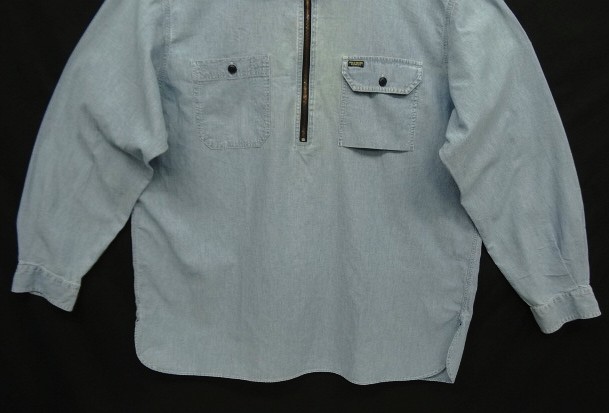 画像: 90'S RALPH LAUREN "POLO SPORT" ハーフジップ チンスト＆マチ付き 長袖 シャンブレーシャツ ririジップ (VINTAGE)