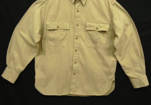 画像: 90'S RALPH LAUREN "POLO SPORT" ステンシル マチ付き 長袖 ワークシャツ ベージュ (VINTAGE)