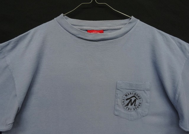 画像: 90'S MARLBORO シングルステッチ ポケット付き 半袖 Tシャツ ブルー (VINTAGE)