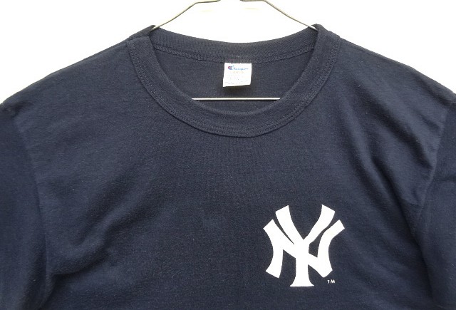 画像: 80'S CHAMPION "NEW YORK YANKEES"トリコタグ シングルステッチ 半袖 Tシャツ ネイビー USA製 (VINTAGE)