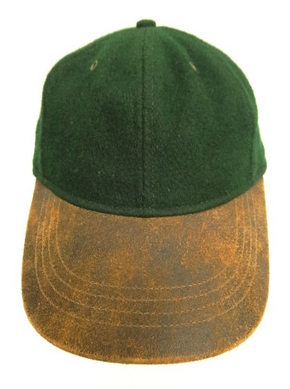 画像2: 90'S LANDS' END 6パネル レザー/ウール ベースボールキャップ グリーン/ブラウン USA製 (VINTAGE)