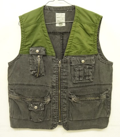 画像1: 90'S BUGLE BOY ナイロン/キャンバス フォトグラファーベスト オリーブ/チャコール (VINTAGE)