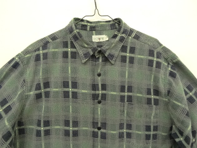 画像: 90'S J.CREW 旧タグ 長袖 プリントフランネル ワークシャツ チェック柄 (VINTAGE)