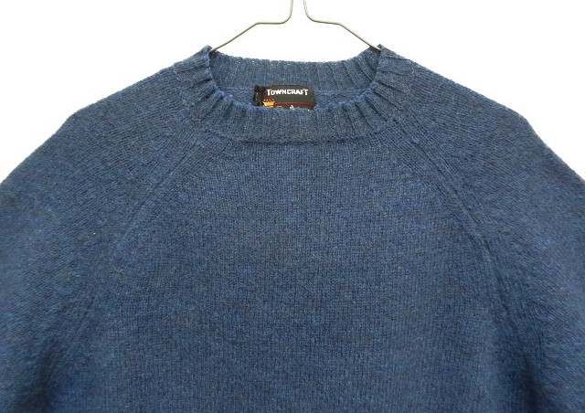画像: 70'S TOWNCRAFT ラグランスリーブ クルーネックニット ブルー (VINTAGE)
