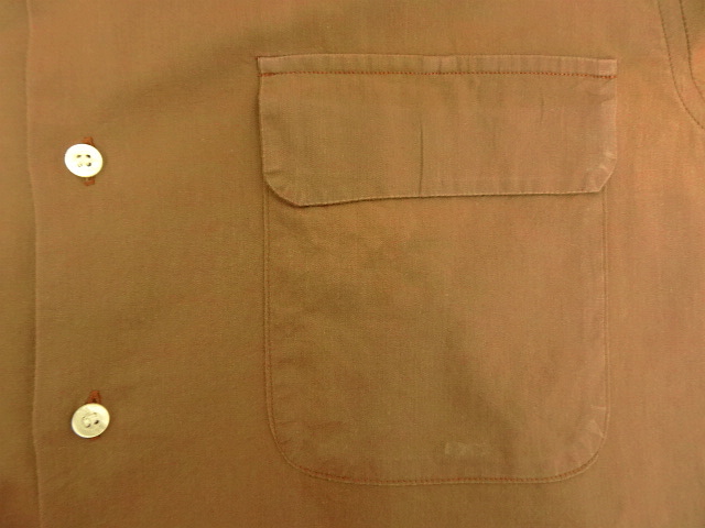 画像: 70'S MORVAL コットンギャバジン 長袖 オープンカラーシャツ ブラウン玉虫色 (VINTAGE)