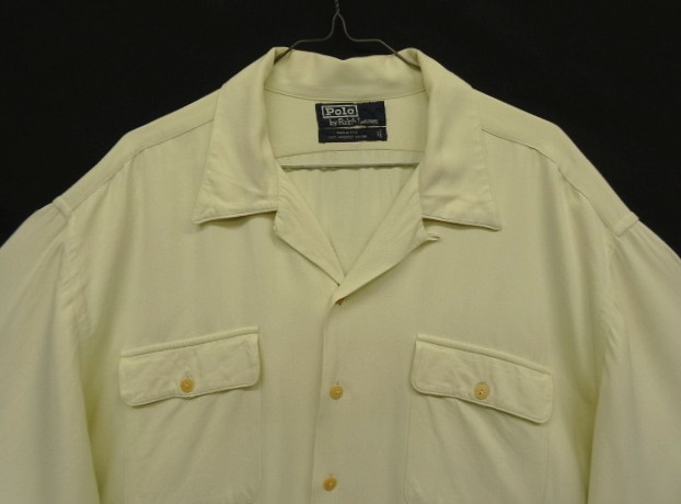 画像: 90'S RALPH LAUREN レーヨン 長袖 オープンカラーシャツ オフホワイト USA製 (VINTAGE)