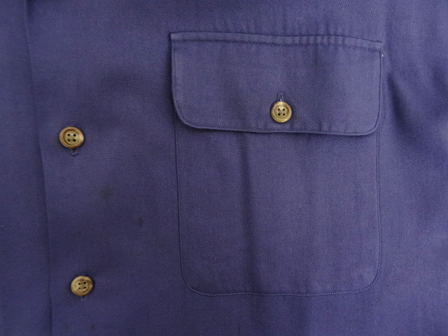 画像: 90'S RALPH LAUREN レーヨン/ウール 長袖 オープンカラーシャツ ネイビー (VINTAGE)