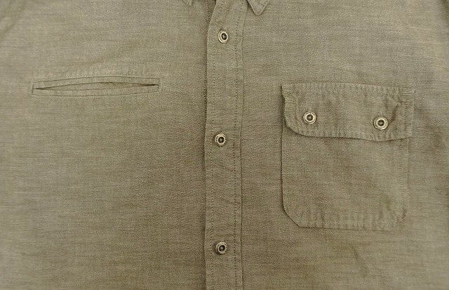 画像: PATAGONIA メタルボタン マチ付き 長袖 シャンブレーシャツ ブラウン (USED)