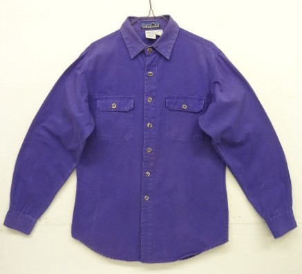 画像1: 80'S PATAGONIA Rマークデカタグ キャンバス 長袖 ワークシャツ パープル 香港製 (VINTAGE)