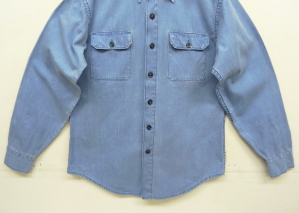画像: 70'S PATAGONIA 初期タグ キャンバス 長袖 ワークシャツ ブルー 香港製 (VINTAGE)