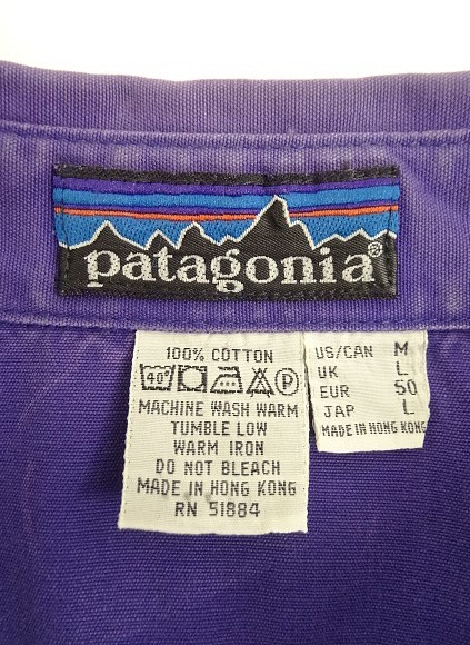 画像2: 80'S PATAGONIA Rマークデカタグ キャンバス 長袖 ワークシャツ パープル 香港製 (VINTAGE)