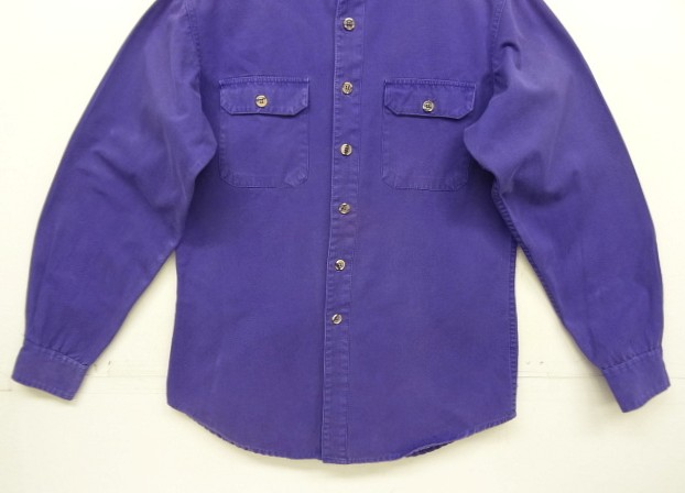 画像: 80'S PATAGONIA Rマークデカタグ キャンバス 長袖 ワークシャツ パープル 香港製 (VINTAGE)