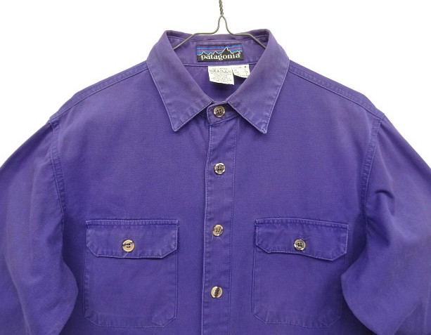 画像: 80'S PATAGONIA Rマークデカタグ キャンバス 長袖 ワークシャツ パープル 香港製 (VINTAGE)