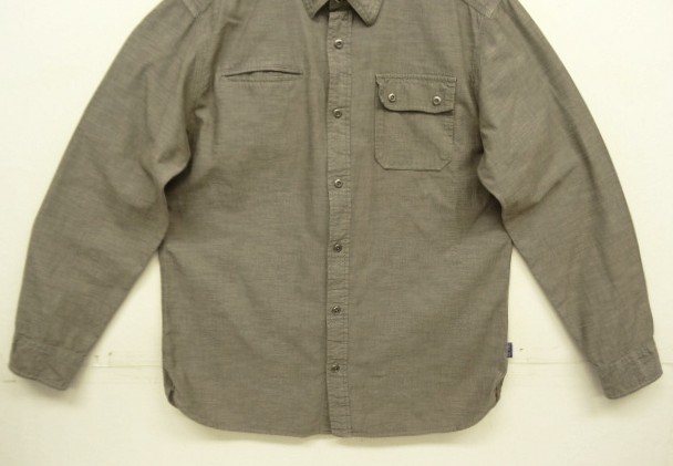 画像: PATAGONIA メタルボタン マチ付き 長袖 シャンブレーシャツ ブラウン (USED)