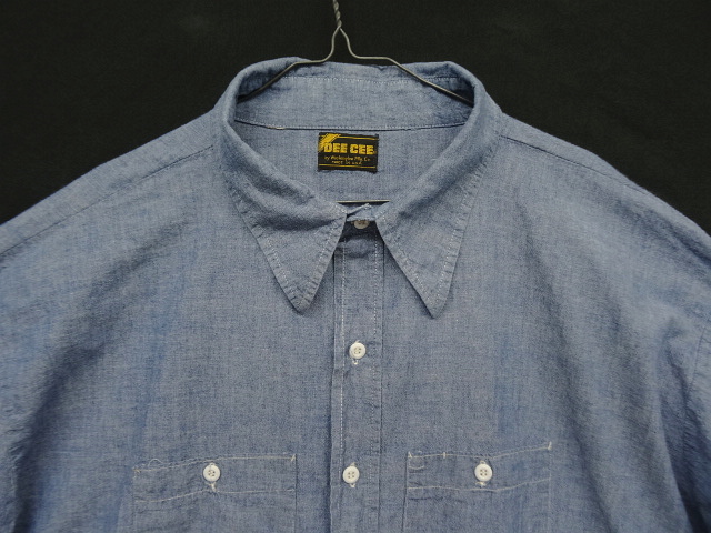 画像: 70'S WASHINGTON DEE CEE コットン100% 長袖 シャンブレーシャツ ブルー USA製 (VINTAGE)