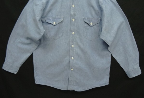 画像: 80'S OSH KOSH B'GOSH 三角タグ コットン100% 長袖 シャンブレーシャツ ブルー (VINTAGE)
