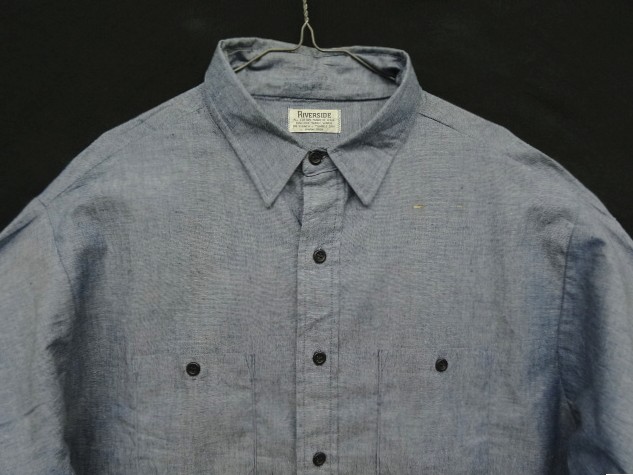 画像: 60'S RIVERSIDE コットン100% 長袖 シャンブレーシャツ ブルー USA製 (DEADSTOCK)