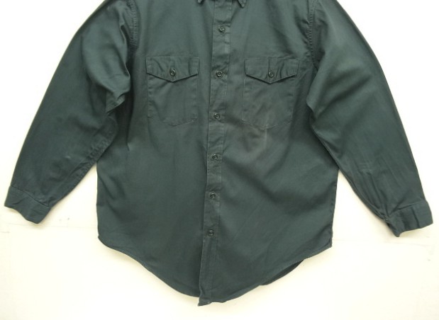 画像: 60'S KEY IMPERIAL コットン 長袖 ワークシャツ ダークグリーン USA製 (VINTAGE)