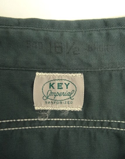 画像2: 60'S KEY IMPERIAL コットン 長袖 ワークシャツ ダークグリーン USA製 (VINTAGE)