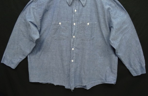 画像: 70'S WASHINGTON DEE CEE コットン100% 長袖 シャンブレーシャツ ブルー USA製 (VINTAGE)