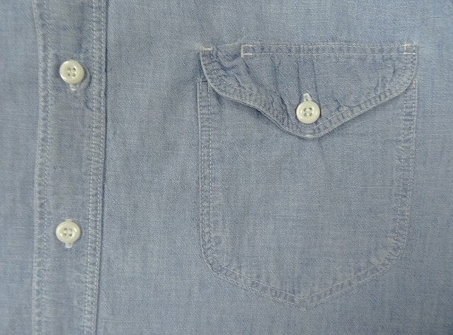 画像: 80'S OSH KOSH B'GOSH 三角タグ コットン100% 長袖 シャンブレーシャツ ブルー (VINTAGE)