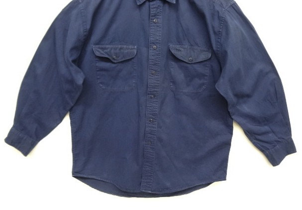 画像: 90'S GAP 旧タグ コットンツイル 長袖 ワークシャツ ネイビー (VINTAGE)