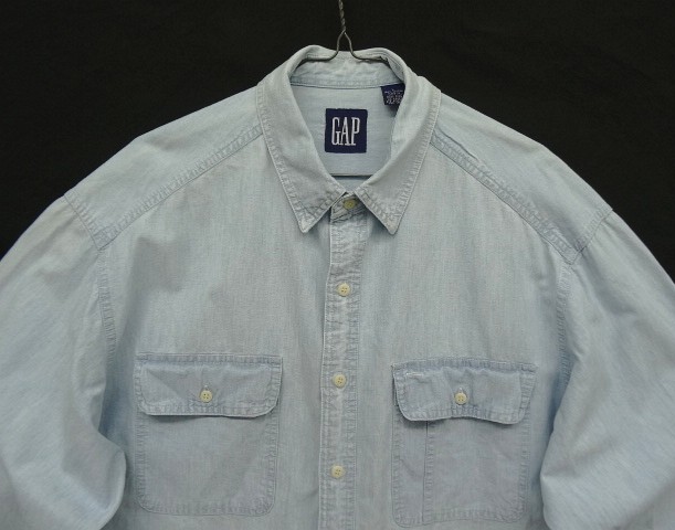 画像: 90'S GAP 旧タグ 長袖 シャンブレーシャツ ブルー (VINTAGE)